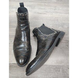 Zara Women's Sz. 38/7.5 Faux Snakeskin Studded Ankle Boots